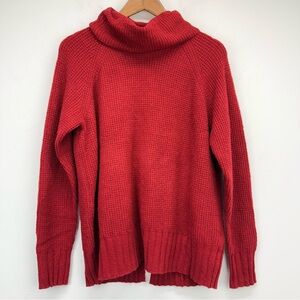 Stitchdrop size Medium Women’s Red Cross-back Turtleneck Pullover Sweater